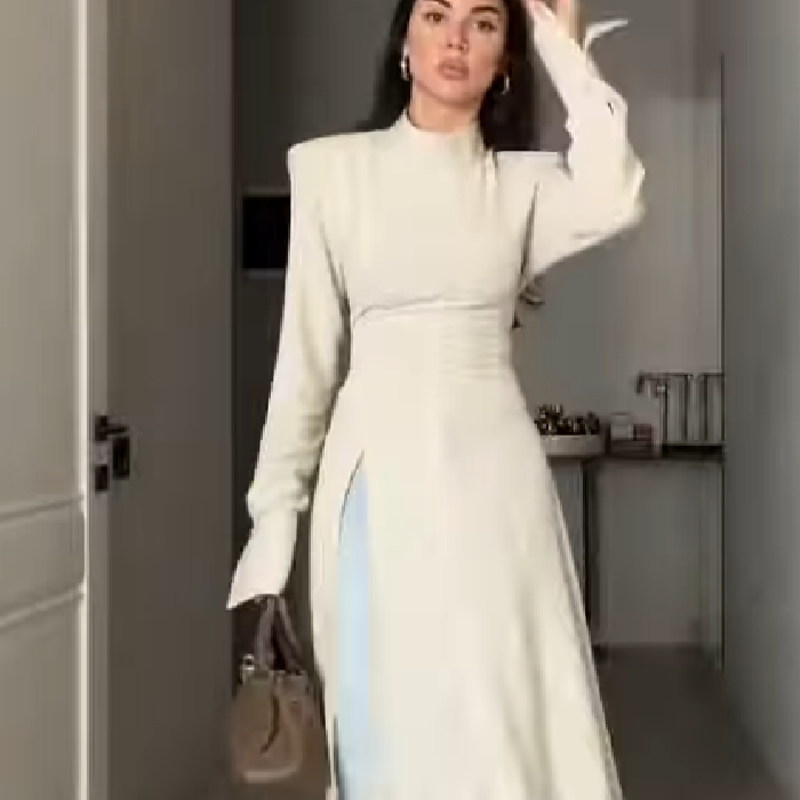 Women Formal Wear Office - Women's Elegant High Neck Long Sleeve