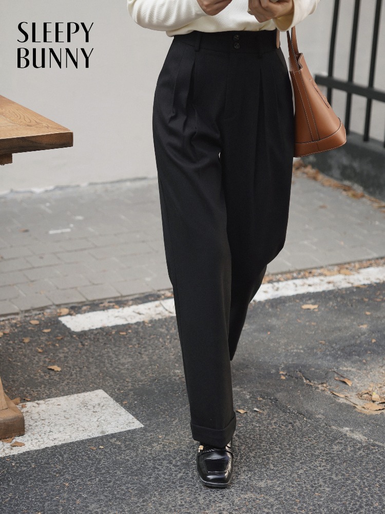 Tailored Trouser Wide - High Waist Wool-Like Trousers for Women