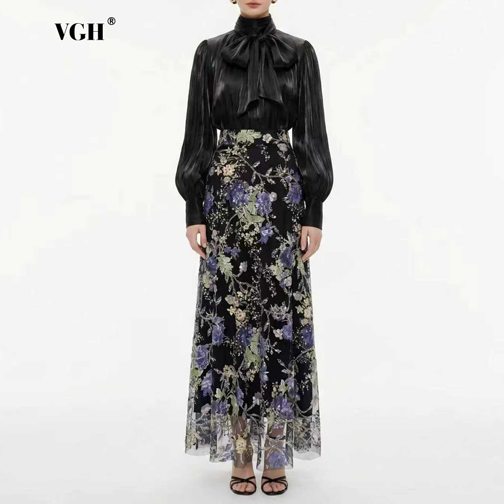 Women'S Formal Wear Suit - VGH Elegant Chic Black Floral Two
