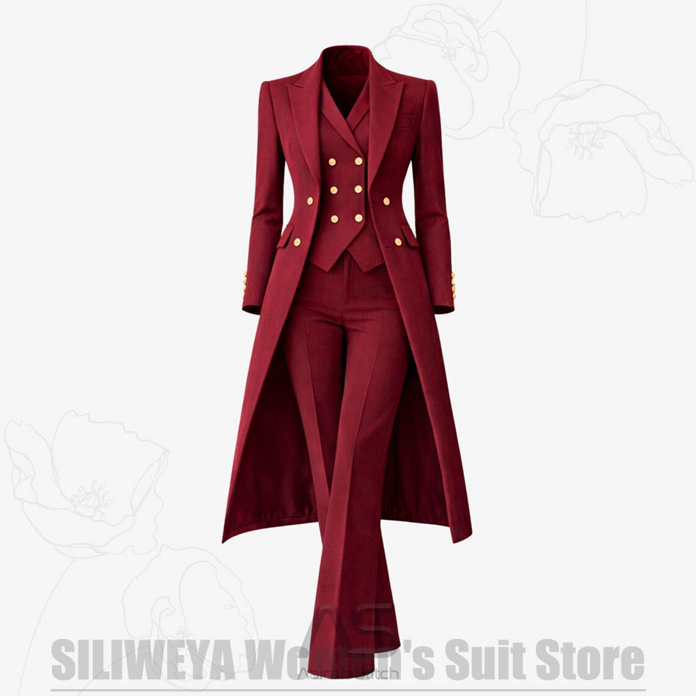 Women Formal Wear Shirt And Pant - Women's Suit 3 Piece Double Breasted