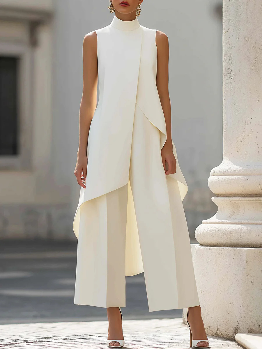 Women'S Formal Wear Suit - Women's Solid Color Two Piece Sleeveless