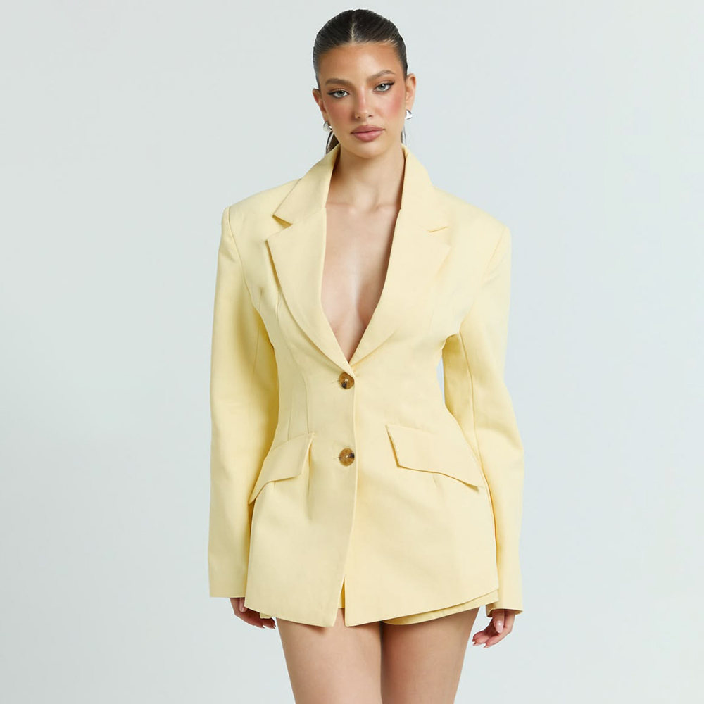 Light Yellow Women's 2Pic Suit - Women Formal Wear Shirt And Pant recension och pris