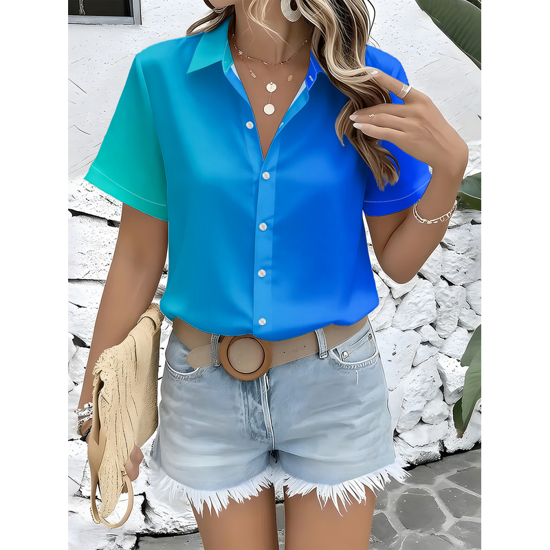 Women's Casual Short Sleeve Bu - Women Formal Wear Stitching recension och pris