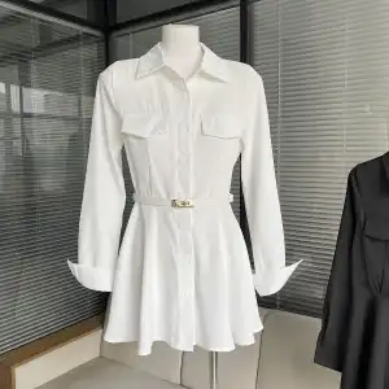 Women's Black Shirt Dress Long - Women Formal Wear Stitching recension och pris