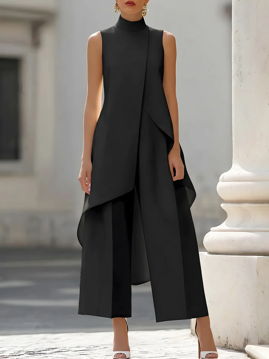 Sleeveless High Neck Asymmetri - Women Formal Wear Office recension och pris