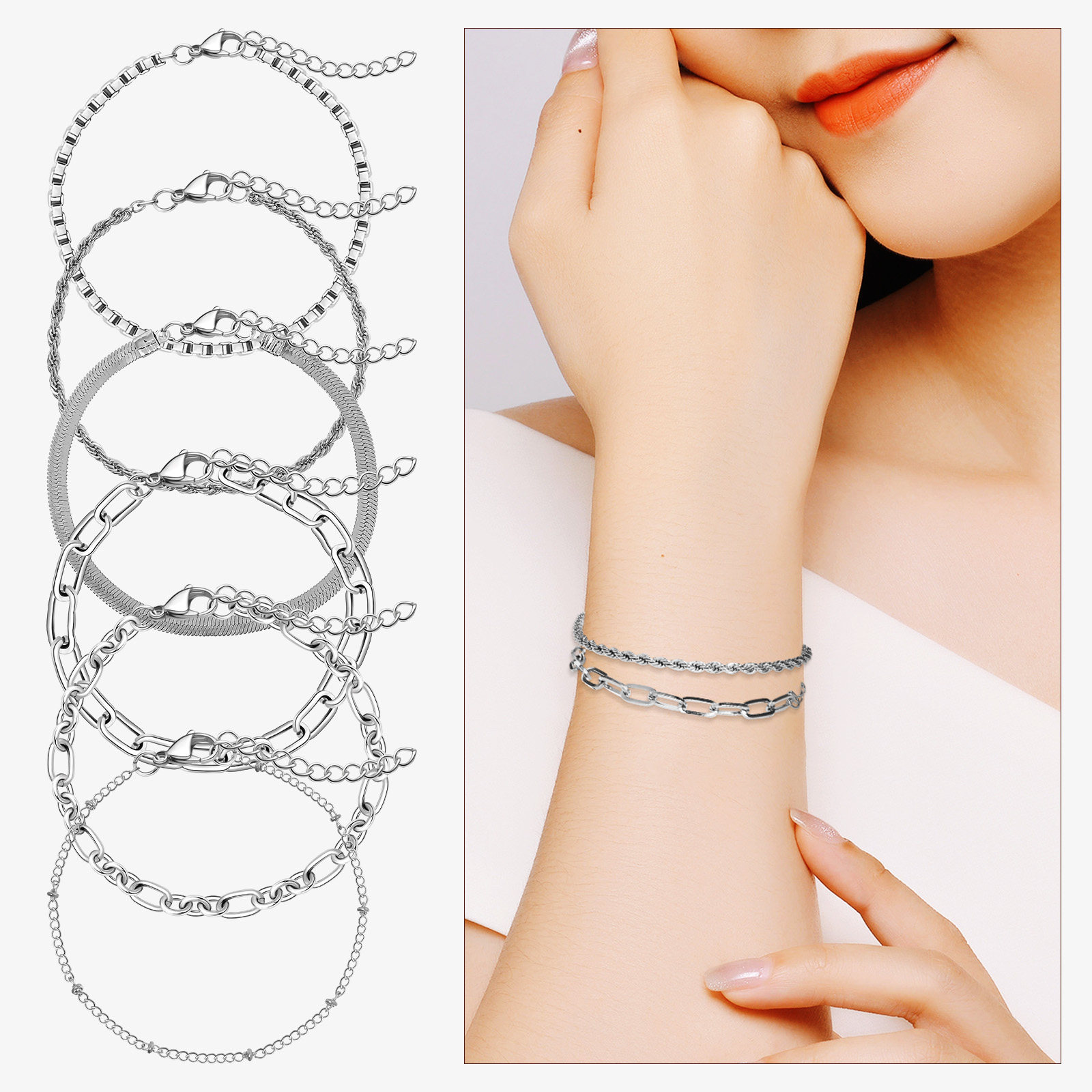 6Pcs Hand Chain Minimalist Lay - Formal Wear Jewelry For Women recension och pris