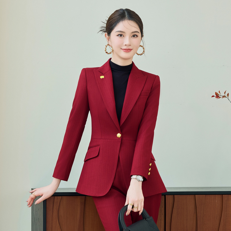 Red Suit Set for Women, Autumn - Women Formal Wear Shirt And Pant recension och pris