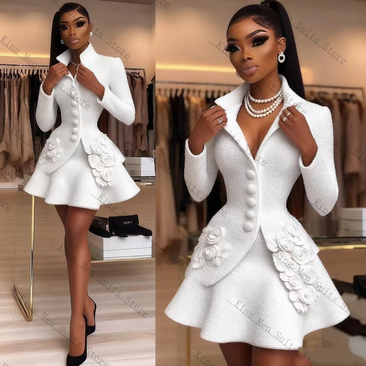 Luxury White Women Suit Set 2  - Women'S Formal Wear Wedding Guest recension och pris