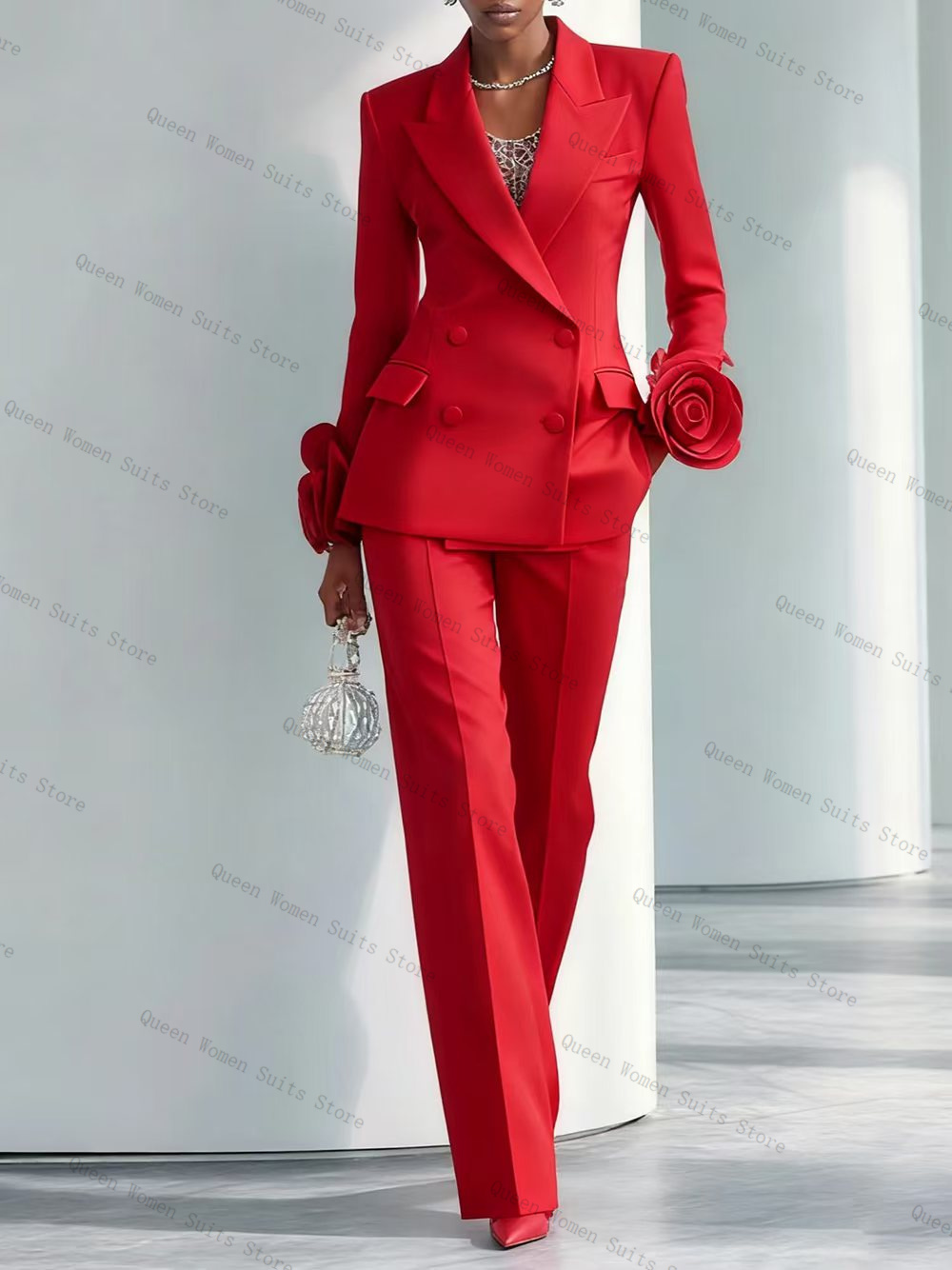 Luxury Red Women Suit Set 2 Pc - Women'S Formal Wear Wedding Guest recension och pris