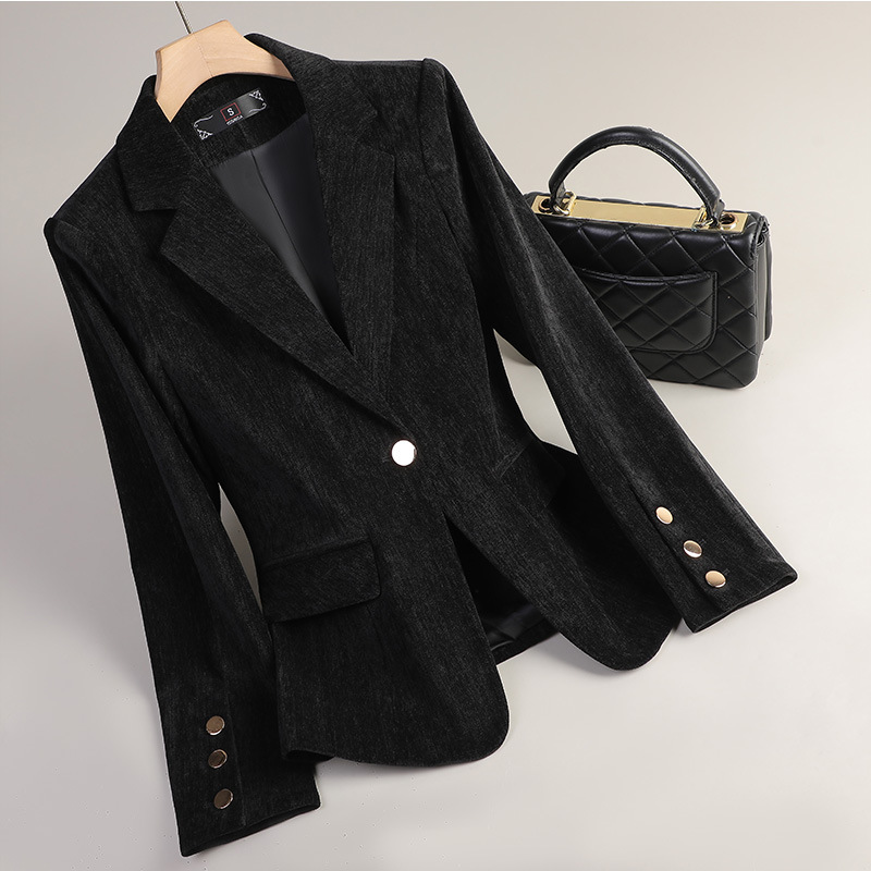 Yellow Gold Velvet Blazer Wome - Women Formal Wear Office recension och pris