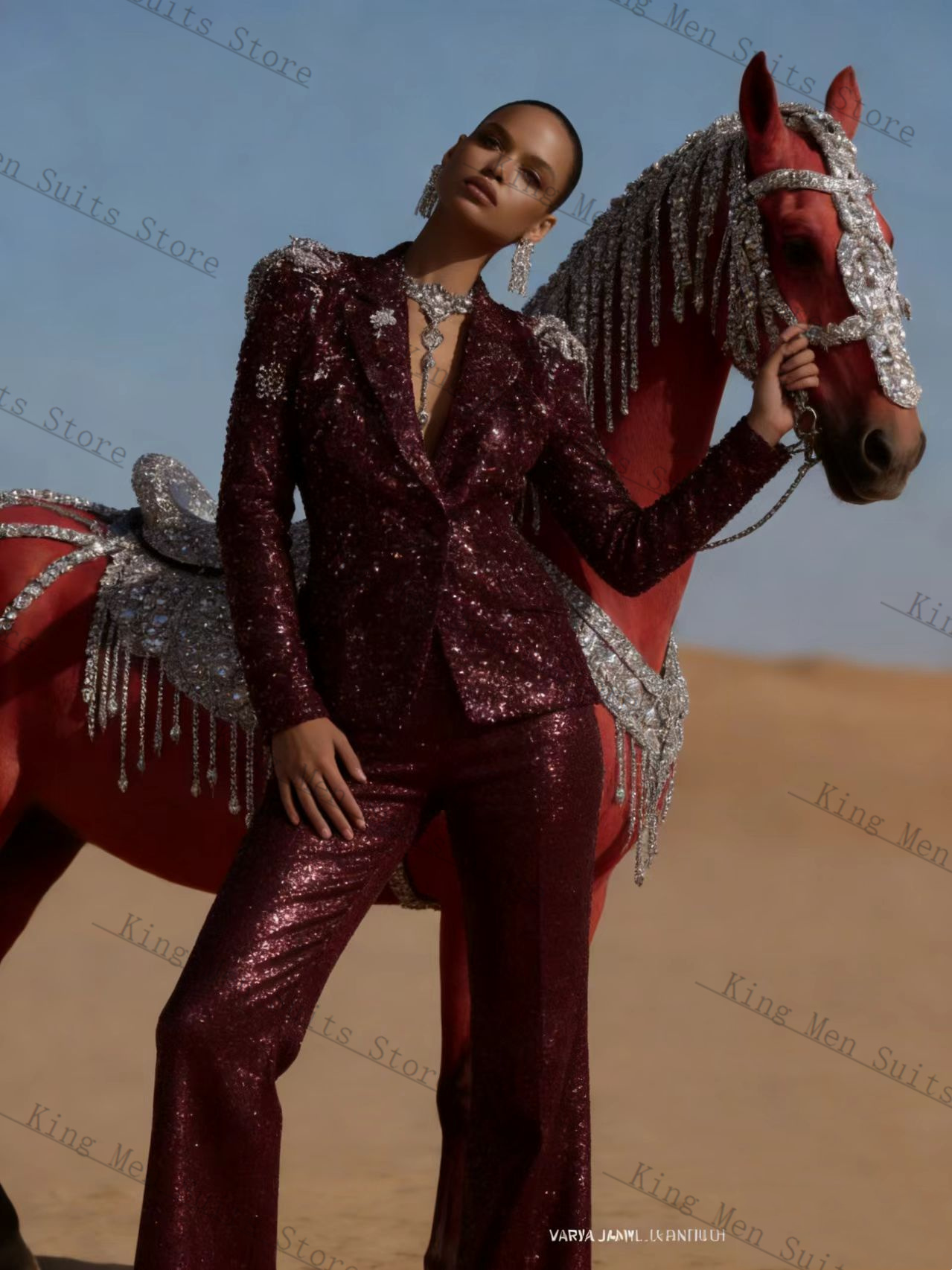Burgundy Shiny Women Suit Set  - Women'S Formal Wear Wedding Guest recension och pris