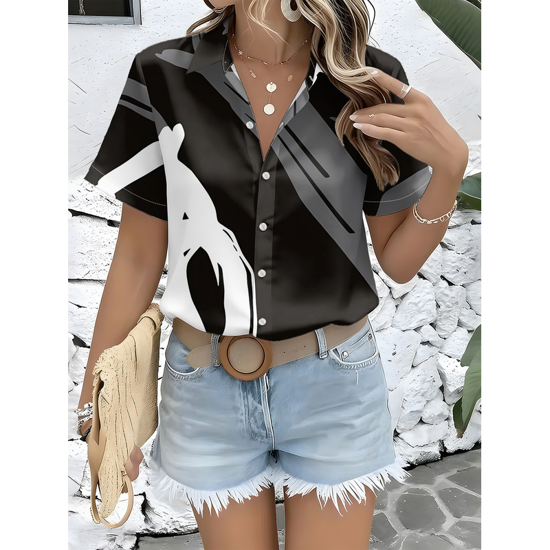 Women's Short Sleeve Button Sh - Women Formal Wear Stitching recension och pris