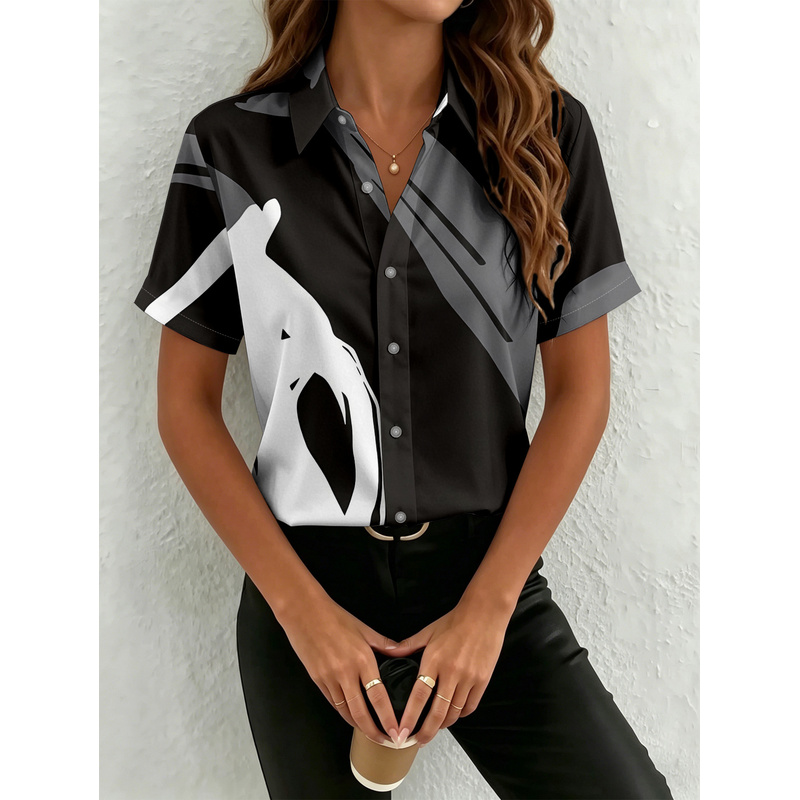 Women's Short Sleeve Button Sh - Women Formal Wear Stitching recension och pris