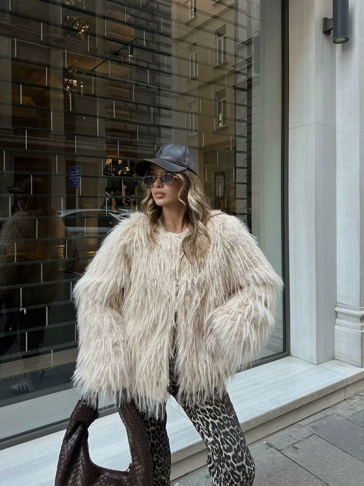 HH Women Elegant Faux Fur Coat - Women Formal Wear Stitching recension och pris