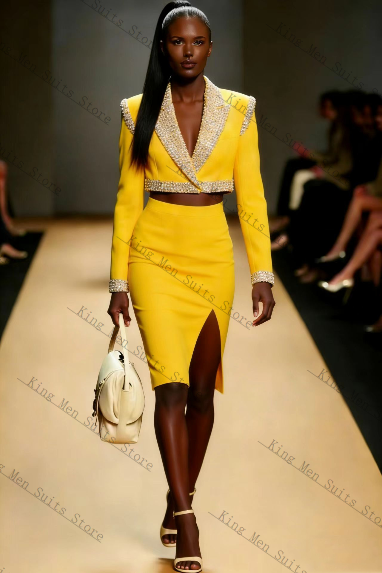 Yellow Crystals Women Suit Ski - Women'S Formal Wear Wedding Guest recension och pris