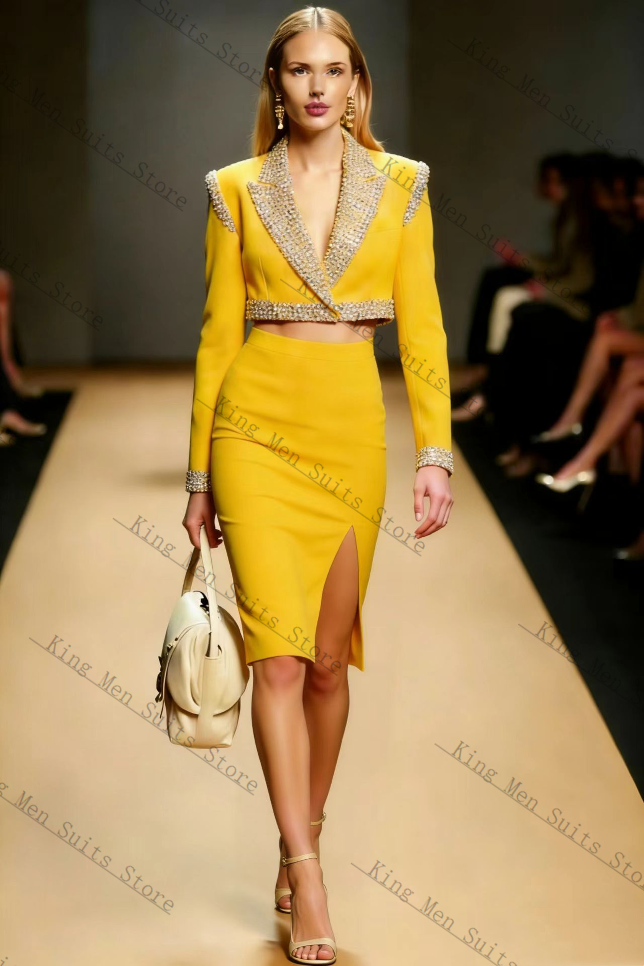 Yellow Crystals Women Suit Ski - Women'S Formal Wear Wedding Guest recension och pris