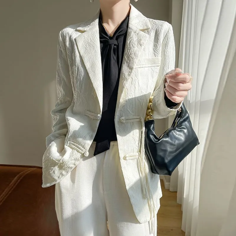 Women's White Textured Blazer  - Women Formal Wear With Blazer recension och pris