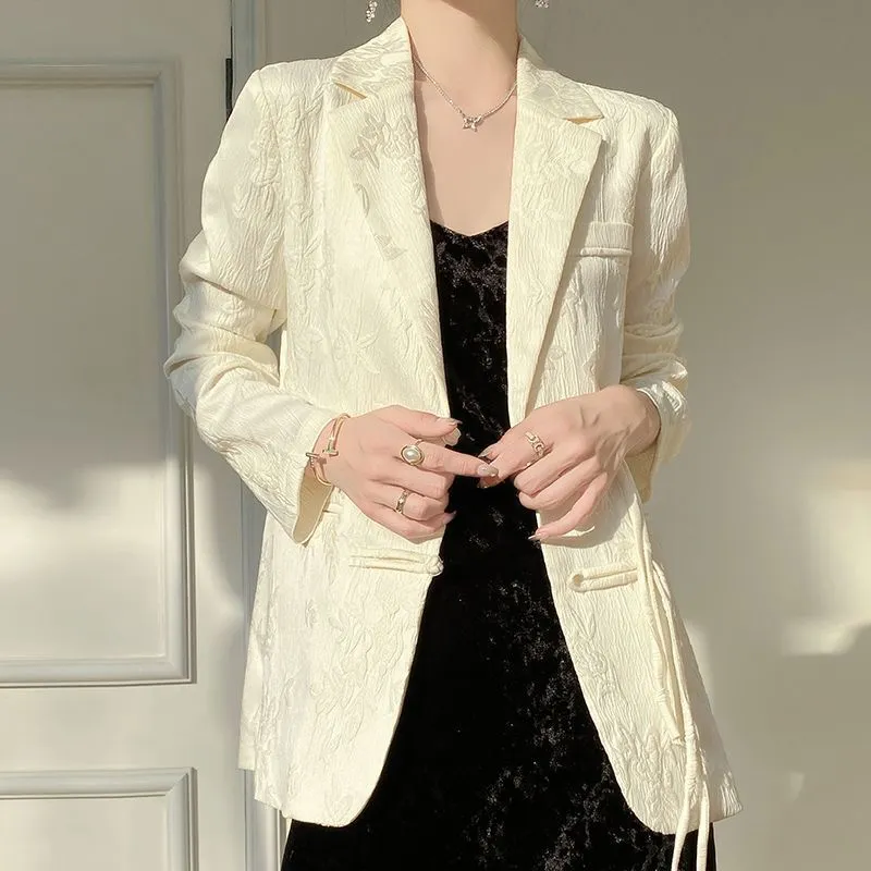Women's White Textured Blazer  - Women Formal Wear With Blazer recension och pris